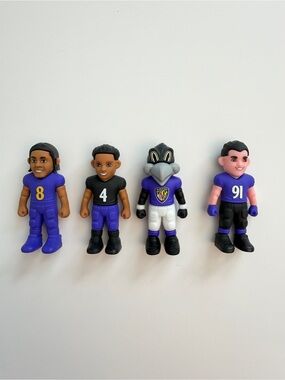 Baltimore Ravens Giveaway Figurines Set of 4 Jackson, Poe, Zay and Hendrickson